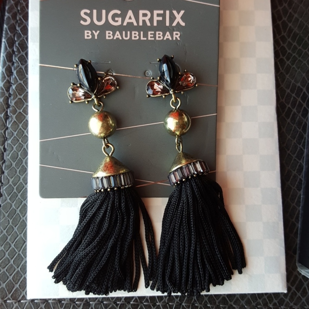 Sugarfix by Bauble Bar Black Tassel Earrings